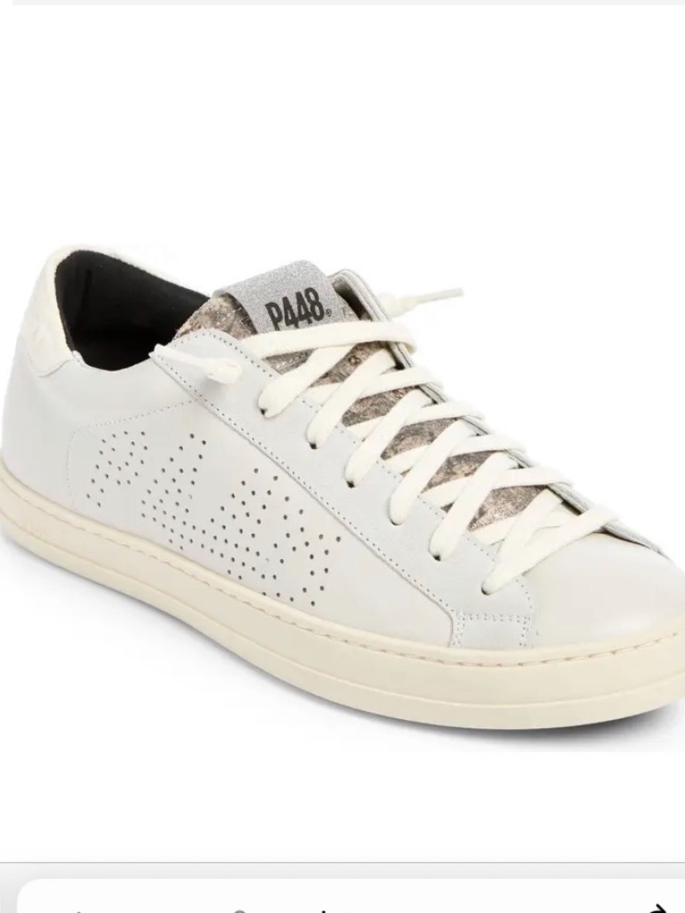 P448 Low-Top John Leather Sneaker in Off-White and Cream EU 38/ US 7.5-8